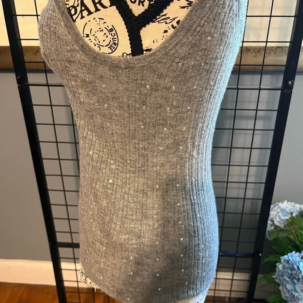 Gray Cashmere and rhinestone tank by J crew. Stretch!